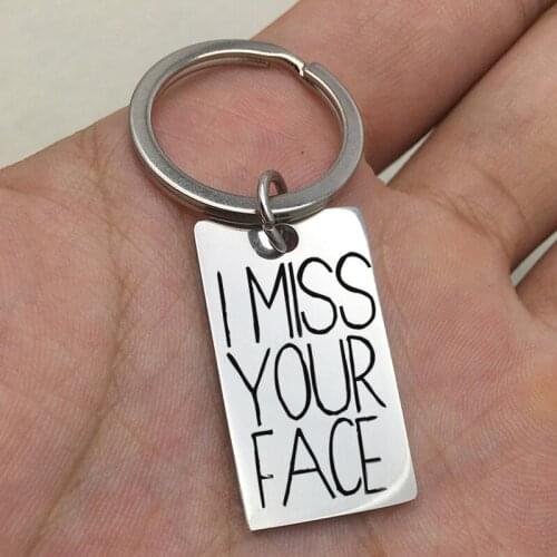 Birthday Gift For Girlfriend Stainless Steel Keychain I MISS YOUR FACE Boyfriend Gift Valentines Day Prezent Anniversary Supply