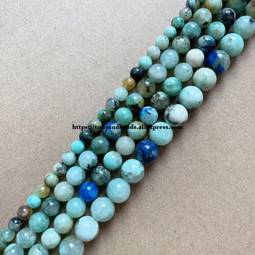 Natural Mixed Colors Chrysocolla Stone Round Loose Beads 15" Strand 6 8 10 MM Pick Size For Jewelry Making