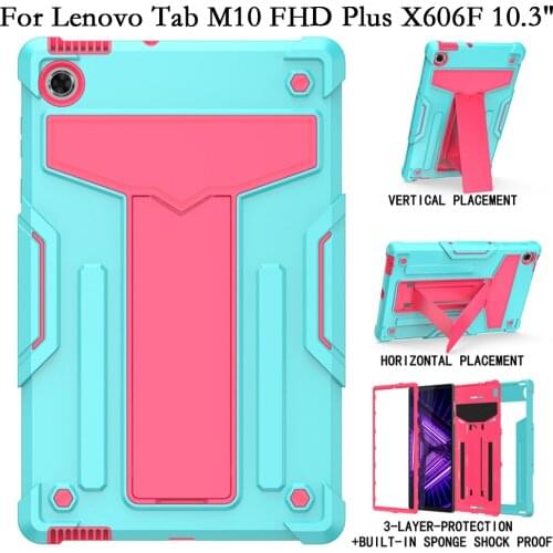 Shockproof Tablet Cover Fundas for Lenovo Tab M10 FHD Plus M10plus X606X X606F X606M X606V Case Coque PC TPU Silicon Stand Shell