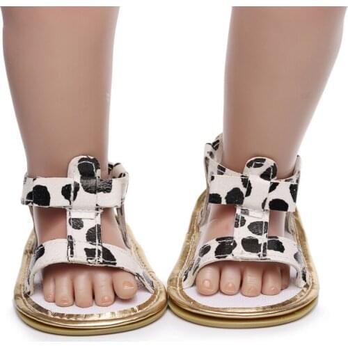 Baby Girls First Walkers Sandals Summer Infant Rubber Sole Anit-slip Toddler Shoes PU Breathable Flat With Shoes
