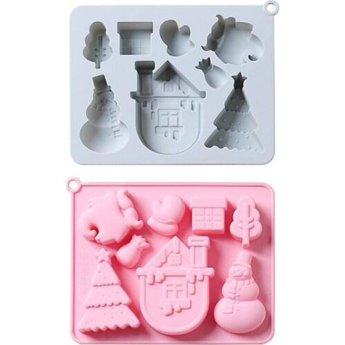 Diy Christmas Day Theme Silicone Mold Cake Mold Ice Tray Handmade Soap Complementary Food Chocolate Baking Mold Kitchen Tools
