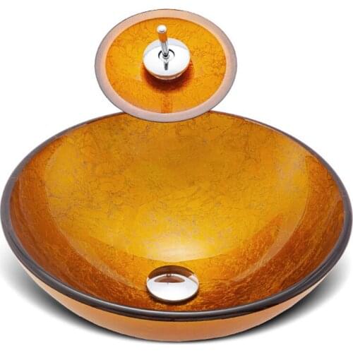 Countertop Tempered glass Bathroom wash basin Waterfall Faucet Washroom wash basin Washbasin Faucet Set