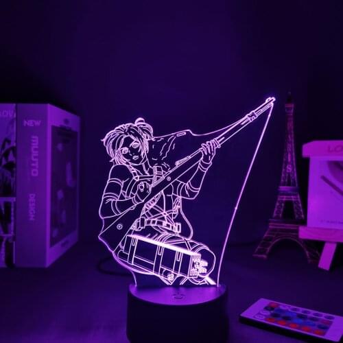 Led Panel Lights Anime Lamp Attack on Titan 4 Sasha Braus Figure Kids Night Light for Bedroom Decor Night Light 3D Lamp Hologram