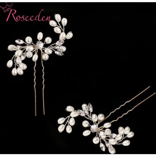 Beautiful Floral Wedding Tiara Sparkling Silver Plated Crystal Pearl Bridal Hair Combs Hairpin Jewelry Hair Accessories RE609
