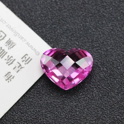 The unique checker heart shape personality for DIY making stones rose corundum decorative stone synthetic stone