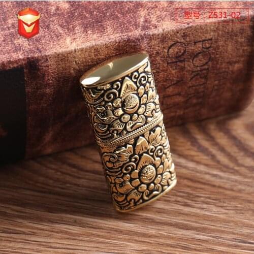 Luxury Caving Mini Brass Grinding Wheel Metal Kerosene lighter Cigarette Lighter Smoking Gasoline Lighter Tobacco Pipe Lighter