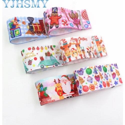 YJHSMY I-19720-1627,38mm 5yards Christmas thermal transfer grosgrain ribbon, bow DIY jewelry decoration