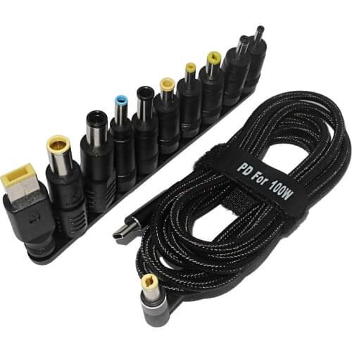 10pcs/set Universal 100W Type C Adapter for Notebook Laptop DC Power Charger Supply Tips Connector Jack to Plug Charging