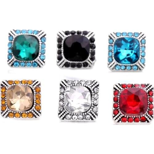 10 pcs/lot Mixed Colors 12mm Snap Button Jewelry Rhinestones Metal Snap Fit Snap Bracelet Necklace Jewelry Accessories