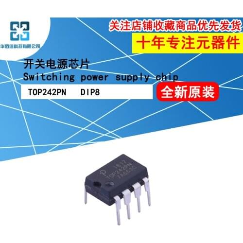10pcs/Lot TOP242PN Switching Power Supply Chip AC/DC Conversion DIP8 Inline New and Original