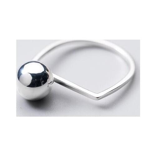 New 100% Authentic REAL.925 Sterling Silver Fine Jewelry Polished Lucky Round Ball Geometric Ring GTLJ1423