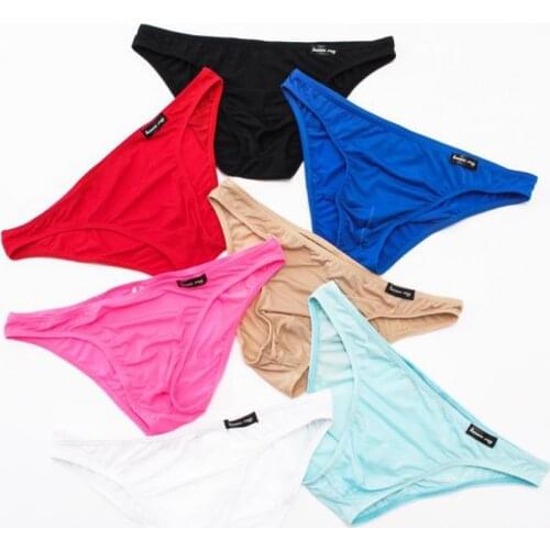 3pcs Brand Ice Silk Men Sexy Briefs Underwear Male Low-Waist Panties 7 Colors M,L,XL,XXL ZJH318
