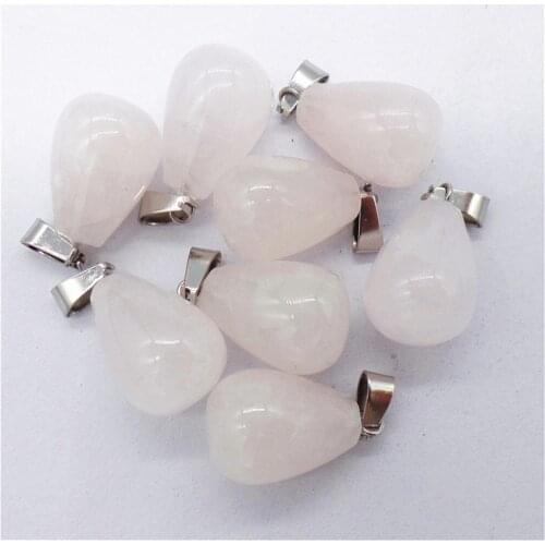 50Pcs 18x13mm Wholesale Natural Rose Quartz Teardrop Pendant Bead DIY Earrings Handmade Jewelry Accessories S704