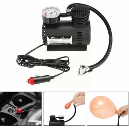 Car 300PSI C300 12V Mini Air Compressor Outdoor Emergency Electric Tire Inflator Pump with Gauge Checking Auto Accessories
