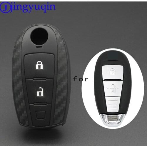 Jingyuqin 2B Carbon fiber Silicone Car Remote Key Fob Shell Cover Case For Suzuki Vitara Swift Ignis Kizashi SX4 Baleno Ertiga