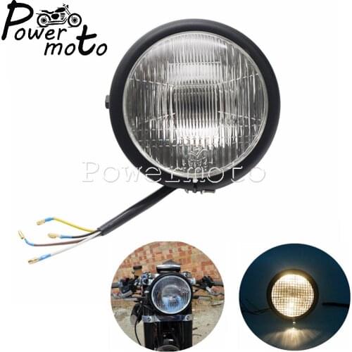 12V H4 Black Motorcycle Retro Headlight For Harley Cafe Racer Bobber Chopper Honda Yamaha Suzuki Ducati Vintage Head Lamp Custom