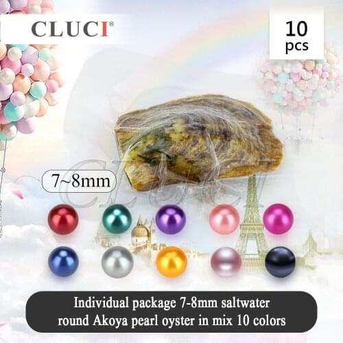 CLUCI 10pcs Single Akoya Pearl in Oysters 7-8mm Pearl Bead for Luxury Jewelry Ture Round Pearl Oysters with Akoya Pearl WP305SB