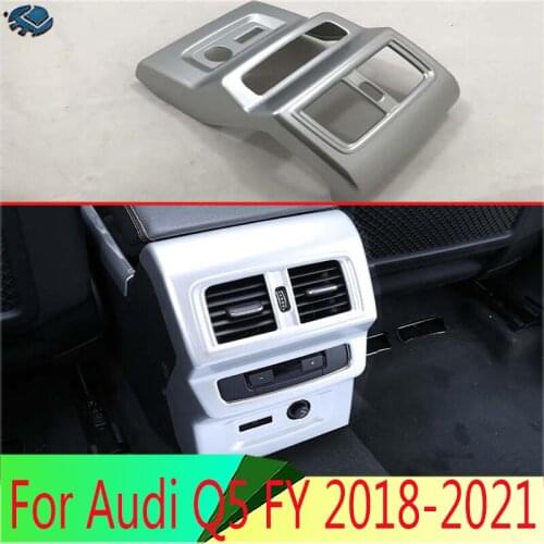 For Audi Q5 FY 2018 2019 Decorate Accessories ABS Chrome Matte Plated Armrest Box Rear Air Vent Frame Trim Cover