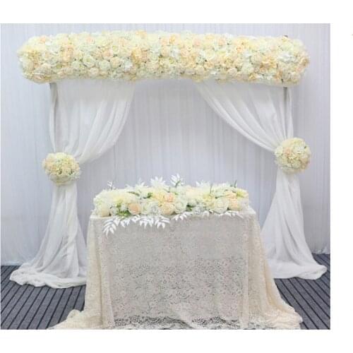 LHJ Artificial Rose Peony Eucalyptus White Silk Flower Row Wedding Party Home Decor Table Centerpiece Flower Corner Flowers