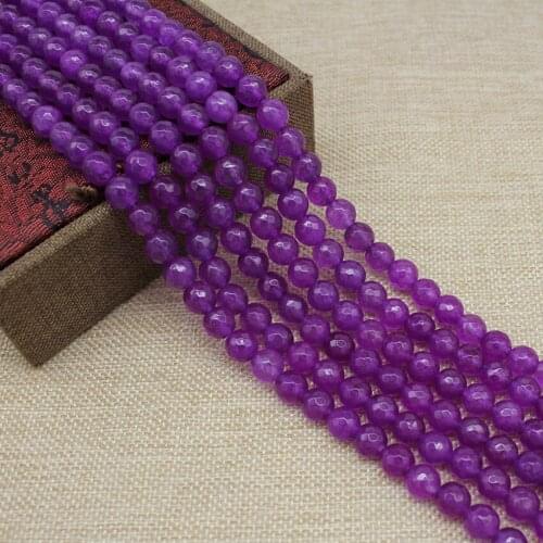 Faceted Purple Stone Round Beads 8MM Purple jades Beads for Jewelry Making Bracelet Earrings Necklace Purpl Natural Stone Beads