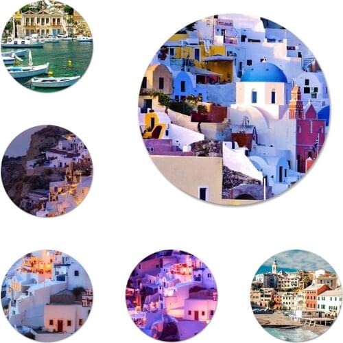 Greece Scenery Icons Pins Badge Decoration Brooches Metal Badges For Clothes Backpack Decoration
