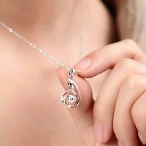 Huitan Creative Design Women Necklaces with Round Cubic Zirconia Aesthetic Bridal Wedding Engagement Necklace New Trendy Jewelry