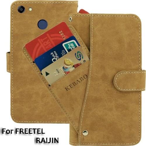 Leather Wallet FREETEL RAIJIN 5.5" Case Flip Retro Luxury Front Card Slots Cases Cover Business Magnetic Phone Bags