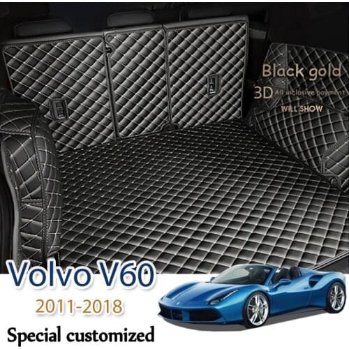 Leather Car Trunk Mat For Volvo V60 2011-2018 Cargo Liner Accessories Interior Boot