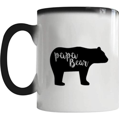 Papa Bear Color Changing Mug 11oz Father Day Gift Tea Cup Dad Birthday Surprise Gift Milk Coffee Mug