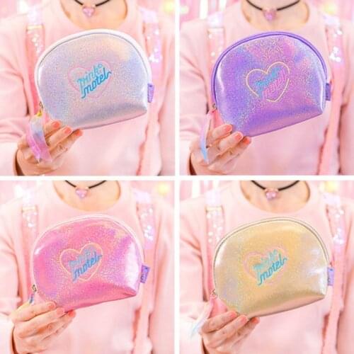 Laser shell makeup bag lovely girl ins mini bag yuansufeng embroidery Embroidery Wallet cute purses and handbags for women