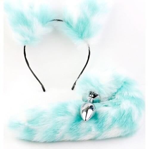 Lady Fox Tail Anal Plugs Headgear Accessories with Plush Cat Ears Adult Flirting Toys Halloween Costumes Fashionable and Cute