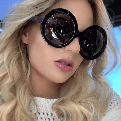 Fashion Oversized Round sunglasses Womens Big Frame Glasses Luxury Designer Plastic Black Sun Glasses Mens Glasses