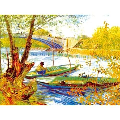 Fisherman Van Gogh Arts Handmade Needlework Embroidery DIY Aida Cross Stitch Kits Crafts 14CT Unprinted Home decor wall Arts