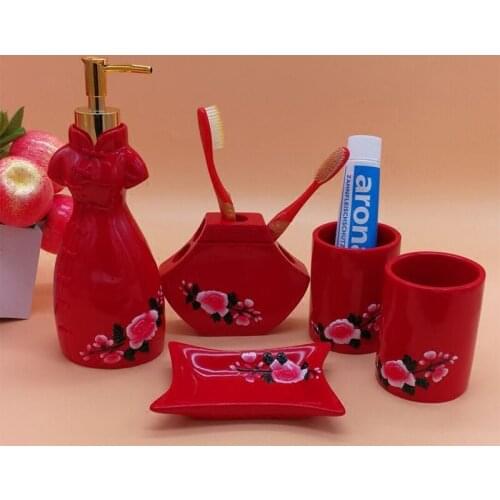 Five-piece bathroom set resin cup soap box toothware set bathroom wash mouthwash cup combination wedding gift birthday gift