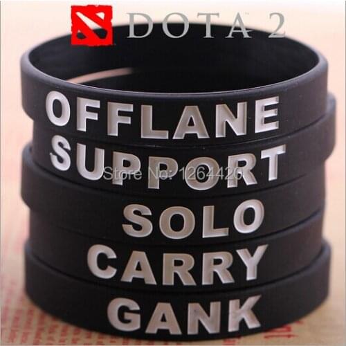 New Arrival Dota2 Silicon Bracelets Game Bracelets SUPPORT GANK CARRY SOLO OFFLAN 5 Position Bracelet Boys Girls Gift 100pcs/lot