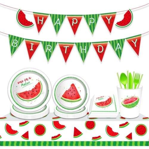 Watermelon Disposable Dinner Plates Tableware Sets Hawaii Beach Holiday Party Use Accessories