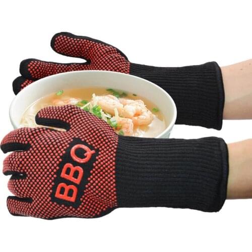 BBQ Gloves High Temperature Resistant Oven Mitts for 500 & 800 Degrees Fireproof Heat Insulation Quality Kitchen Barbecue Glove