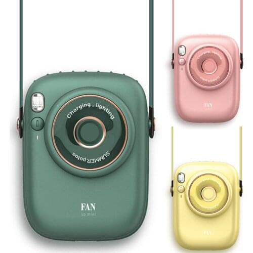 USB Mini Handheld Cooling Hanging Neck Camera Shape Fan Portable Rechargeable Neck Fan For Outdoor Sports Travel Cooler