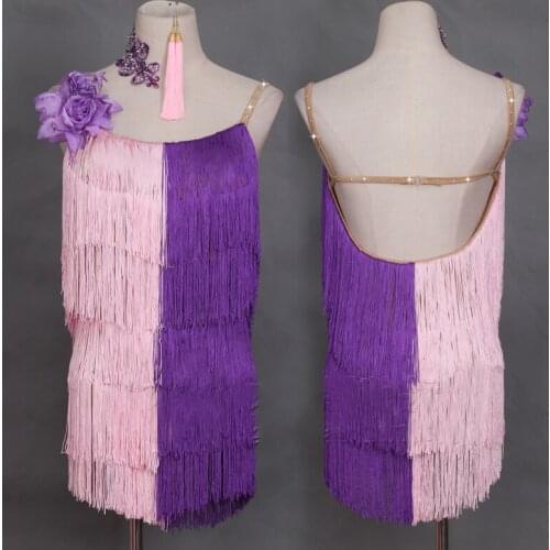 Latin Dance Dress For Women 2 Color Tassels Flamengo Salsa Costume Tango Ballroom Competition Latin Dance Dress Children BL1310