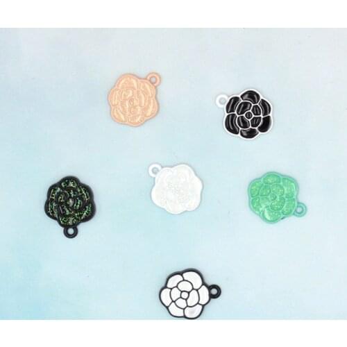 10pcs/lot 15mm Cute Shiny roses Enamel flower color Charms for DIY Earring Jewelry Handmade Headwear accessories Finding XL791