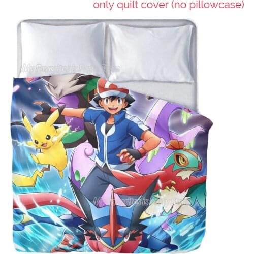Pokemon Quilt Cover pikachu Pillowcase Switch Game Bedding 3D Cartoon Printed Cushion Cover Bedroom Kid Birthday Gift