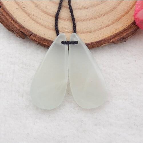 Semi-precious Stones, Jewelry Accessories, Birthday Gift,Natural Nephrite Jade Fashion Earring Beads 27x12x5mm,4.6g