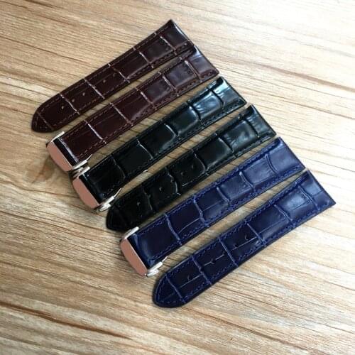 20mm 22mm Black Brown Blue Calfskin Genuine Leather Watch Strap for Omega Watch Seamaster Speedmaster DeVille Watchband Bracelet