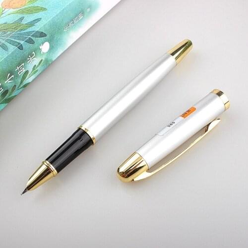 Fountain Pens Luxury Brand Metal Silver Fine Hooded Nib 0.38mm Writing Ink Pen for School Office