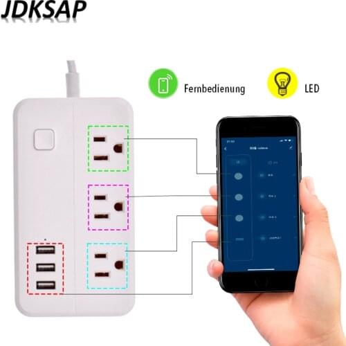 Wifi Smart Power Board Surge Protector 3 US AC Plug Sockets USB1.5m Extension Cord Remote Power Socket Provided By Alexa Google