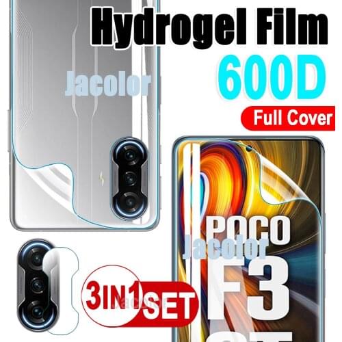3IN1 Safety Hydrogel Film For Xiaomi POCO F3 GT Gel Soft Film For Pocophone F3GT MZB09C6IN Camera+Back+Front Screen Protector