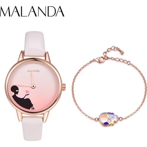 Rose Gold Skull Design Watch & Crystals From Swarovski Bracelets Bracelets Set For Women Quartz Watches Ladies Luxury Jewelry
