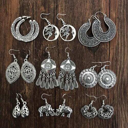 Yumfeel Women Vintage Earring Statement Earrings Geometric Metal Pendant Earrings Fashion Jewelry