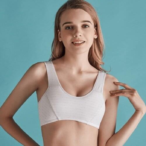 Roseheart Women Fashion Pink Gray Full Cup Sexy Bralette Wireless Student Maiden Bras Striped Cup A B Fiber Bras Vest Female