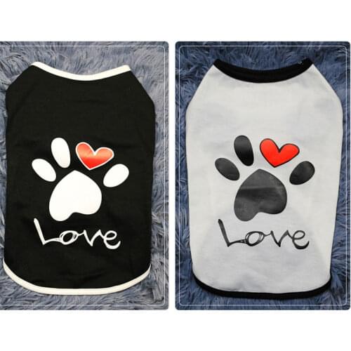 Pet Dog Clothes Summer Cotton Vest T Shirt With Paw Printed Heart Love Design Coat Cotton Dogs Clothing for Small Middle Dogs